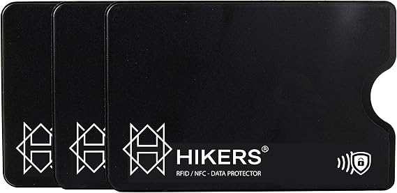 Anti RFID/NFC Card Protection Contactless Bank Card, Wallet is fully protected, Credit Card, Blue Cards, Passport. RFID Blocking, Black, Pack 3 Étuis Noirs, Modern