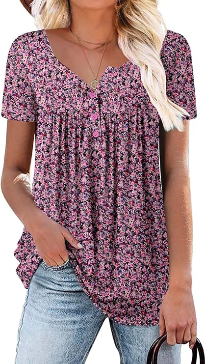 CHICZONE Women's Short Sleeve Shirts Tops Summer Tunic Loose Fit Tshirts for Leggings