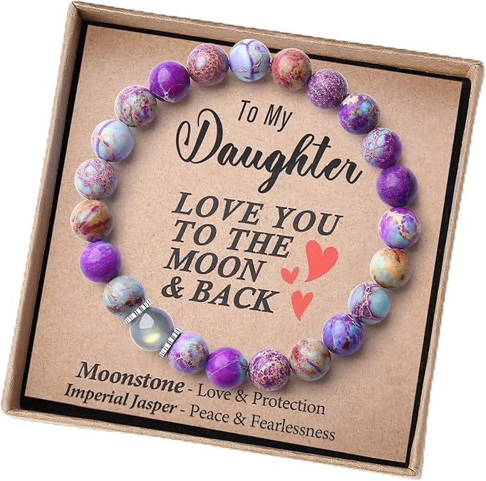 THEMEROL Handmade Gifts for Girls/Women-Love/Protection-Natural Crystal Bracelet for Daughter Granddaughter Niece Sister Mom Aunt Wife