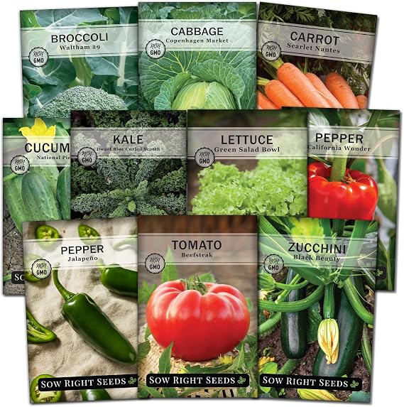 Sow Right Seeds - Classic Vegetable Garden Seed Collection for Planting
