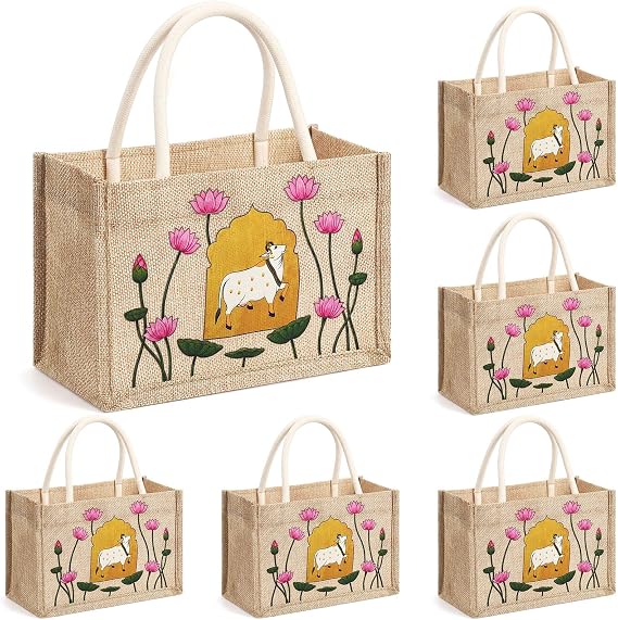 Happy Diwali Return Gift Bags, Pichwai Tote Bags