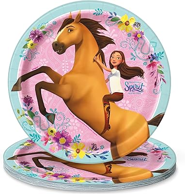 Round Dinner Paper Plates - 9, Spirit Riding Free, 8 Pcs
