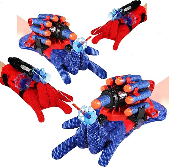 4 Pack Spider Web Shooters Hero Launcher Wrist Toy Set, Cosplay Gloves with Wrist Toy Funny Decorate Kids Educational Toy Set for Kids Age 4-8