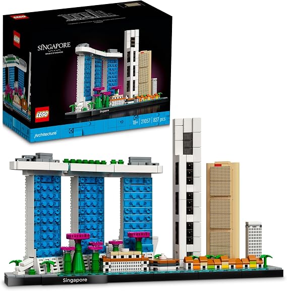 LEGO® Architecture City Buildings Collection: Singapore 21057 - Collectible Exhibitionable Model Building Set for Adults (827 Pieces)