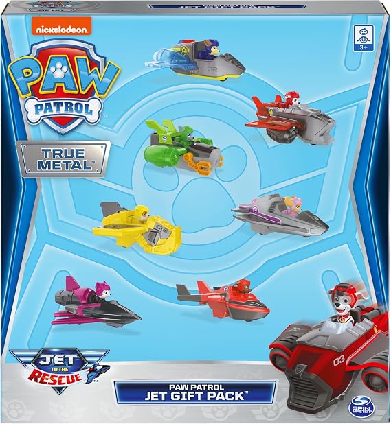 Paw Patrol, True Metal Jet to The Rescue Gift Pack with 7 Collectible Die-Cast Vehicles, 1:55 Scale