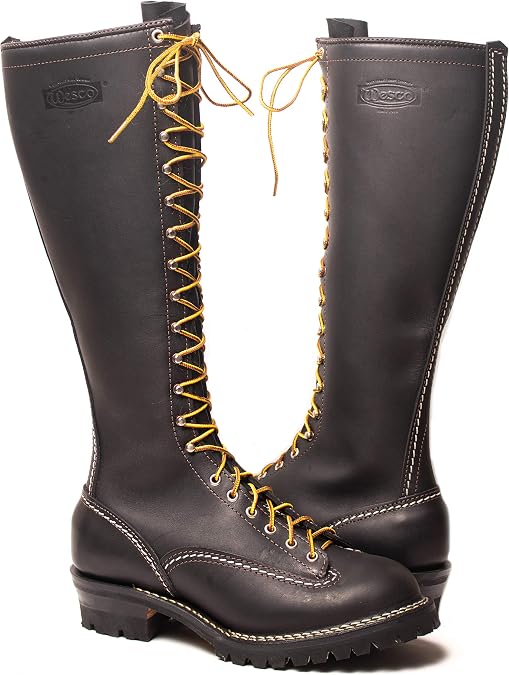 Wesco Jobmaster 18" Heavy Duty Lace-Up Leather Work Boots Black USA