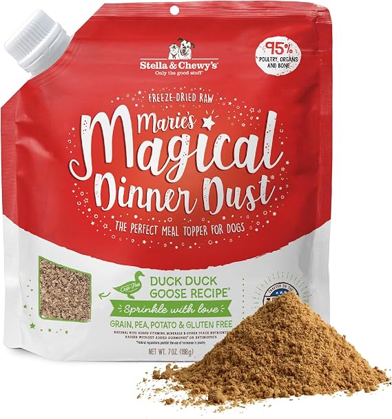 Stella & Chewy's Freeze-Dried Raw Marie's Magical Dinner Dust - Premium Duck & Turkey Dog Food Topper with Organic Fruits & Vegetables - Perfect for Picky Eaters - 7oz