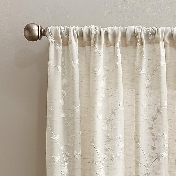 Lynette Poletop Curtains, 84-inch, Linen