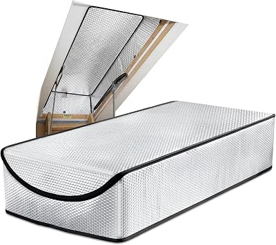 Attic Door Insulation Cover Reflective Pull Down Tent with Zipper, 25 x 54 x 11 for Attic Stairway & Ladder, Energy-Efficient Heat Barrier & Dust Protection