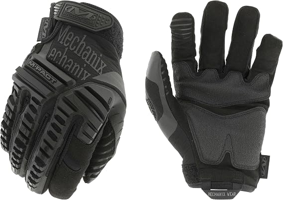 Mechanix Wear M-Pact Gloves Black/Grey Certified TPR impact protection according to EN 13594 vibration-absorbing D3O padding breathable TrekDry faux leather