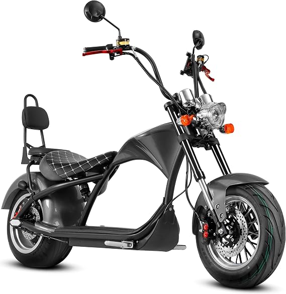 eAhora M1 2 Seaters 37Mph Electric Motorcycle for Adults 2000W, 40+ Miles 60V 30Ah Battery, with Full Suspension Dual Hydraulic Brakes eAhora Electric