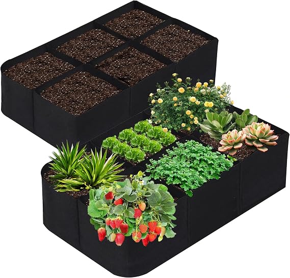 6 Grids Plant Grow Bags, 4x2x1ft. 57 Gallon Potato Tomato Planter Bags