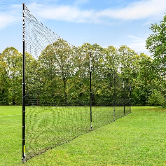 Stop That BallTM Pro Socketed Ball Stop Net & Posts | Multi-Sport Removable Net Systems and 4 Netting Types (Soccer, 12ft x 20ft)