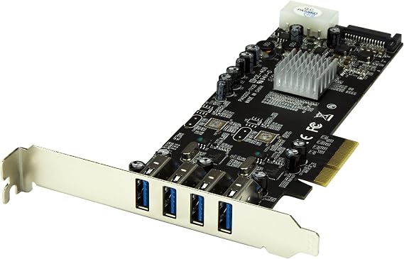 StarTech 4-Port USB 3.0 PCI Express Card Adapter, 5Gbps (PEXUSB3S42V) | PCIe SuperSpeed USB 3.0 Expansion Card with 2 Dedicated 5Gbps Channels