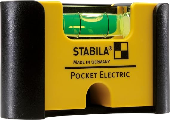 Stabila 18115/4 "Type Pocket Electric" Spirit Level with 7 cm Belt Clip - Yellow/Black