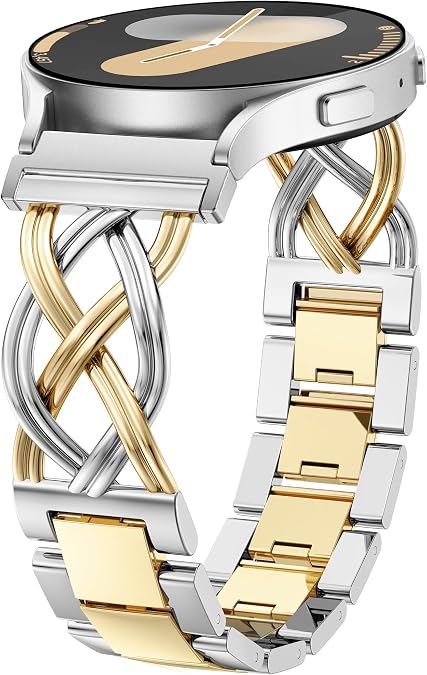 TOYOUTHS Celtic Knot Chain Bracelet Compatible with Samsung Galaxy Watch 7 6 5 4 FE 40mm 44mm/Watch 6 4 Classic/5 Pro/3 41mm/Active 2 Women, 20mm Dressy Stainless Steel Band Metal Jewelry Link Strap