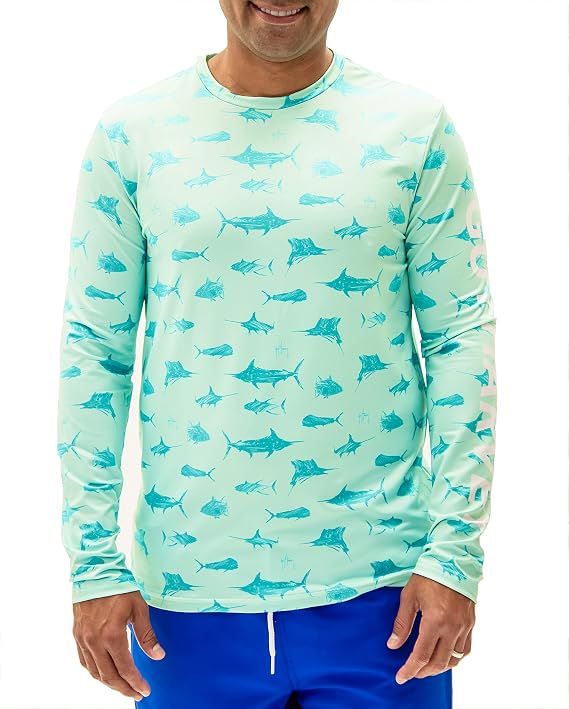 Guy Harvey Mens Long Sleeve Performance Shirt with 50+ UPF Sun Protection
