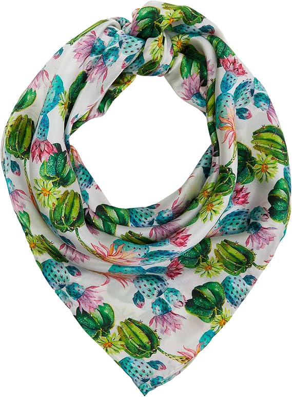 M&F Western Products Wild Rag Silk Cactus Print White One Size
