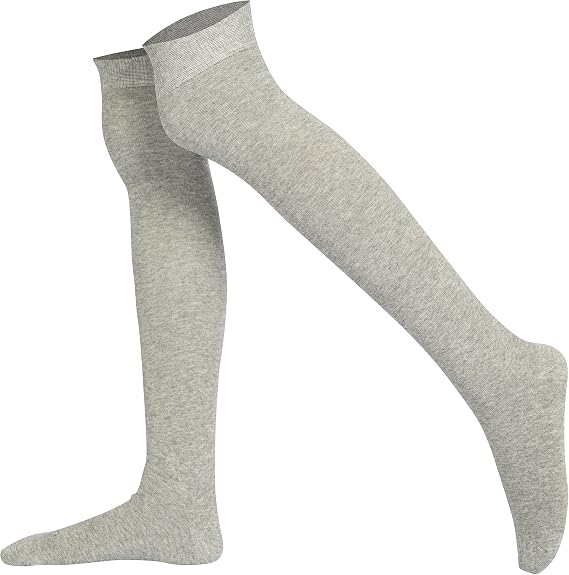 Mysocks Unisex Over The Knee Plain Socks Seamless Toe Combed Cotton