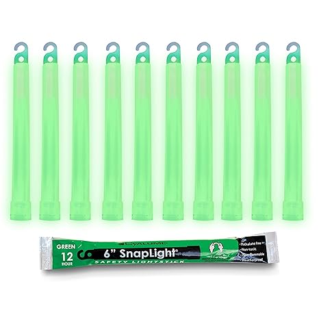 Cyalume Glow Sticks Military Grade Lightstick - Premium Green 6 SnapLight Emergency Chemical Light Stick with 12 Hour Duration , 10 Pack