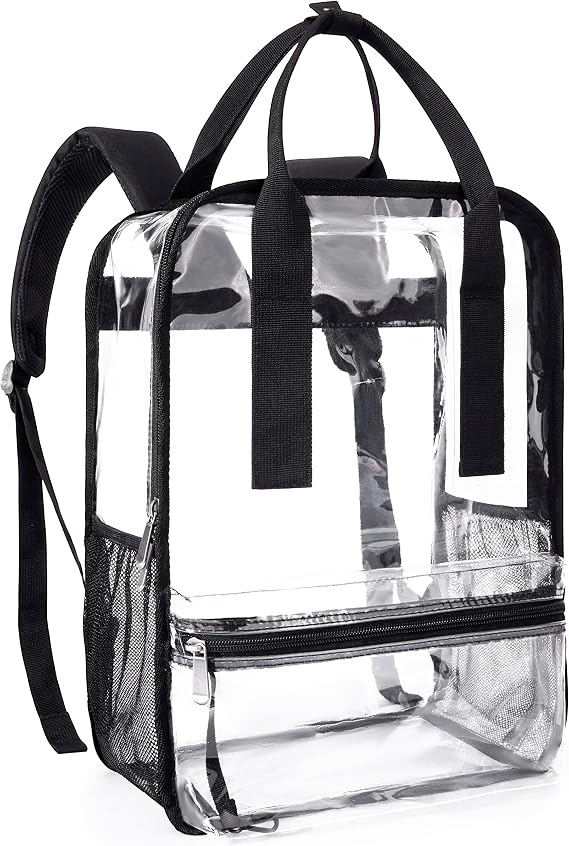 mommore Clear Backpack Heavy Duty Transparent backpacks with Widened Handle Thick PVC See-Through Bookbags for School, Work