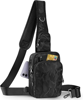 Crossbody Bag Anti Theft Sling Bag for Women Men RFID Blocking, Small Shoulder Chest Bags with Zipper Lock