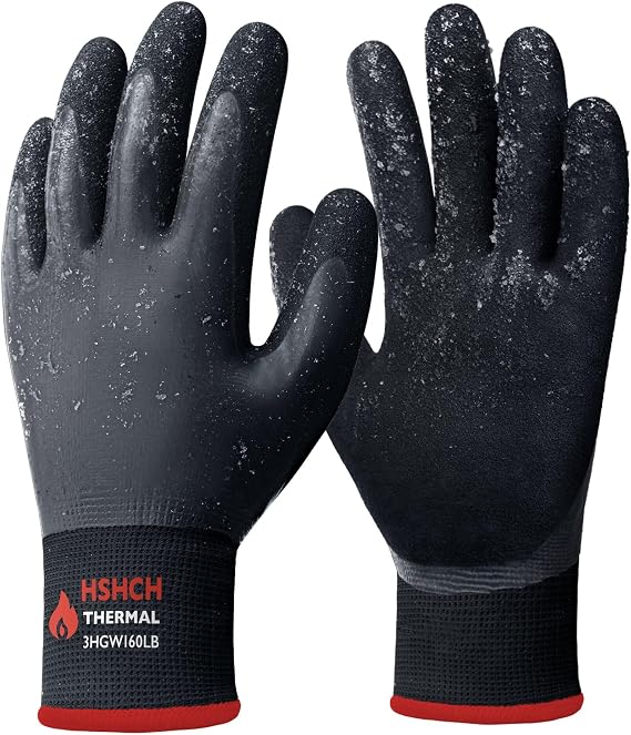 Waterproof Winter Work Gloves, Insulated Thermal, Double Latex Coated | Fleece Lining, Warm & Dexterity, Superior Grip Palm for Men and Women, Ideal for Freezer, Gardening, Fishing, Cleaning, DIY