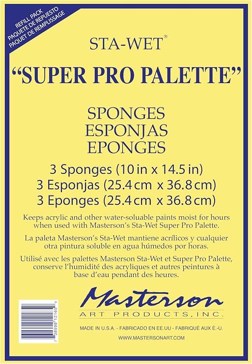 Masterson Sta-Wet Super Pro Refill Sponge, 10 X 14.5 inches, Package of 3 (1216.53)