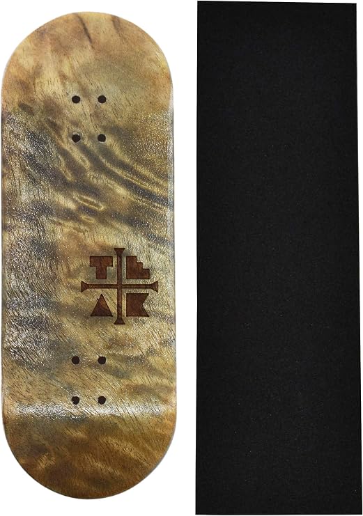 Teak Tuning Prolific Wooden Fingerboard Deck, The Graham Cracker - 34mm x 97mm - Handmade, Pro Shape & Size - Five Plies of Wood Veneer - Includes Prolific Foam Tape