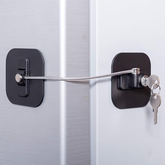 Refrigerator Lock,Fridge Lock with Keys,Freezer Lock and Refrigerator Lock for Child Proof,1Pack Black Fridge Lock