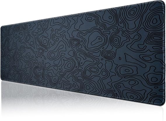 Klasse Pro - 10 Farklı Model Dikişli Kenar 90x40 cm Oyuncu Gaming Mouse Pad (Dark Grey Map Lines, 90x40 cm)