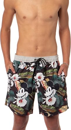 Disney Men's Mickey Mouse Floral Daily Hot Tub Board Shorts for Swimming