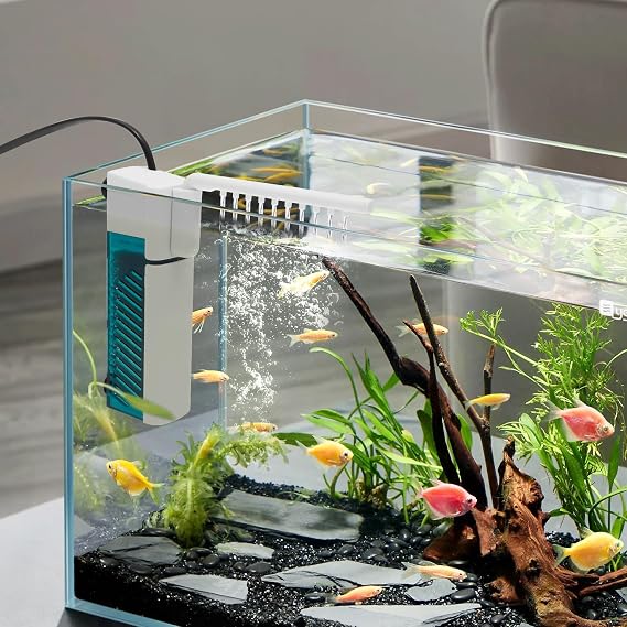 Small Fish Tank Filter, 3.5W 80GPH with Two Modes Switching Function, Aquarium Filter for 3-10 Gallon Fish Tanks, filtro para pecera