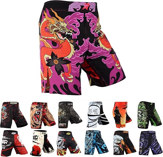 ROAR-INT MMA Fight Shorts Grappling Kickboxing Muay Thai Shorts BJJ Gym Training Running Athletic Wrestling Shorts