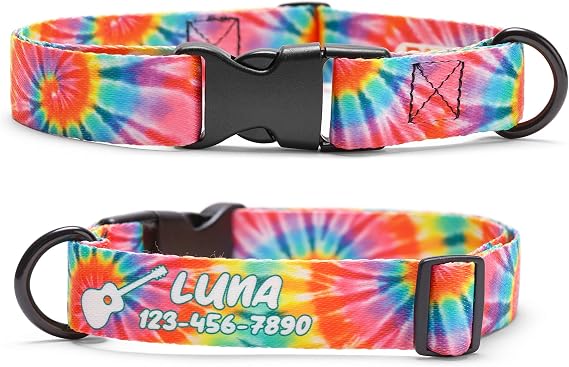 Tie Dye Dog Collar Personalized (Large 1")