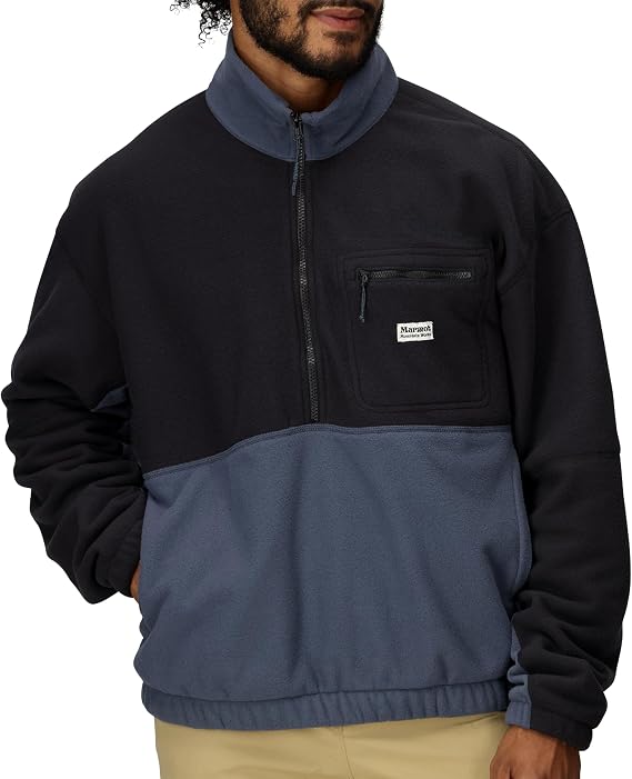 MARMOT Men's Retro Rocklin 1/2 Fleece Jacket, Black/Thunderhead, Large