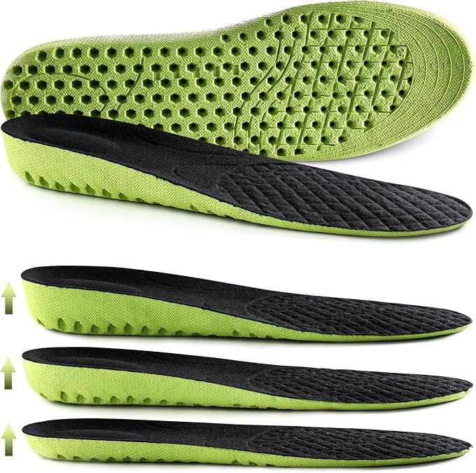 Ailaka 1 Pair Elastic Shock-Absorbing Height Increasing Sports Shoe Insole, Soft Breathable Honeycomb Orthotic Replacement Insoles for Men and Women