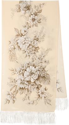 Pavlovo Posad Shawl Russian Scarf 100% Silk 50190 cm Women Summer Floral Scarf Fringe Tassels 10046-0