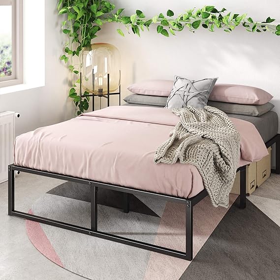 Zinus Lorelei 14 Inch Platforma Bed Frame/Mattress Foundation/No Box Spring Needed/Steel Slat Support, Full, Black (OLB-SMPB-14F)