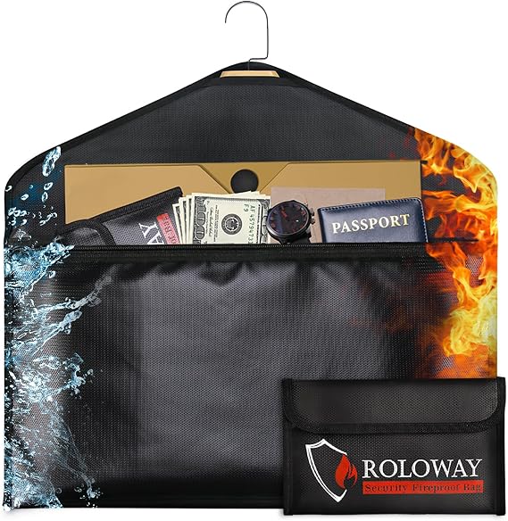 ROLOWAY Hanger Diversion Fireproof Safe, Hidden Compartment for Home & Travel, Secret Safe for Cash Hiding Under Clothes with Small Fireproof Bag