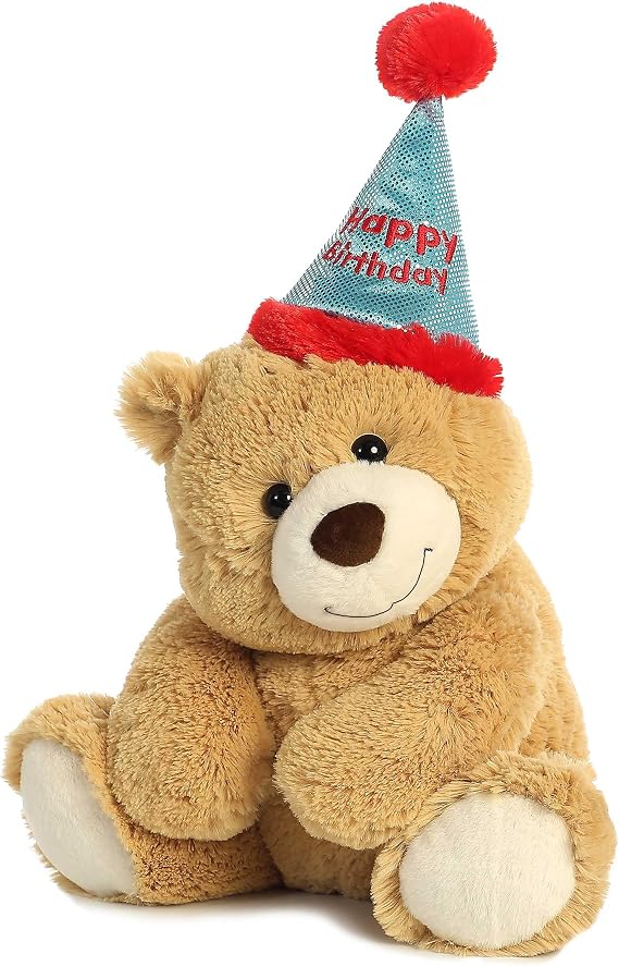 Aurora Bear 13.5" Happy Birthday Bear Snuggly Stuffed Animal | Timeless cuddly styles in a variety of sizes and designs