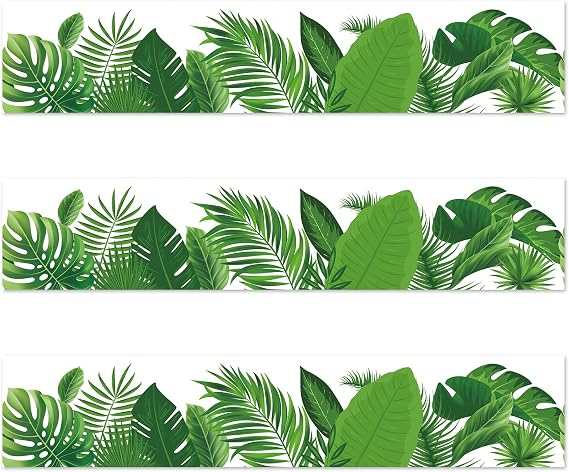 Boho Greenery Border Trim - Bulletin Borders Stickers, 50 ft Back-to-School Decoration Borders for Bulletin Board/Black Board Trim, Teacher/Student Use for Classroom/School Decoration