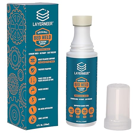 3D Printer Adhesive Glue Bed Weld Original, Strong Grip Reduces Warping
