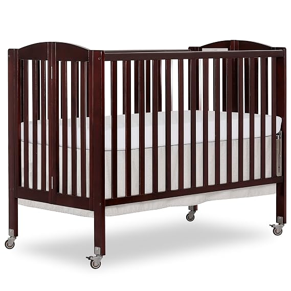 Dream On Me Full Size 2-in-1 Folding Baby Crib, GREENGUARD Gold, Espresso