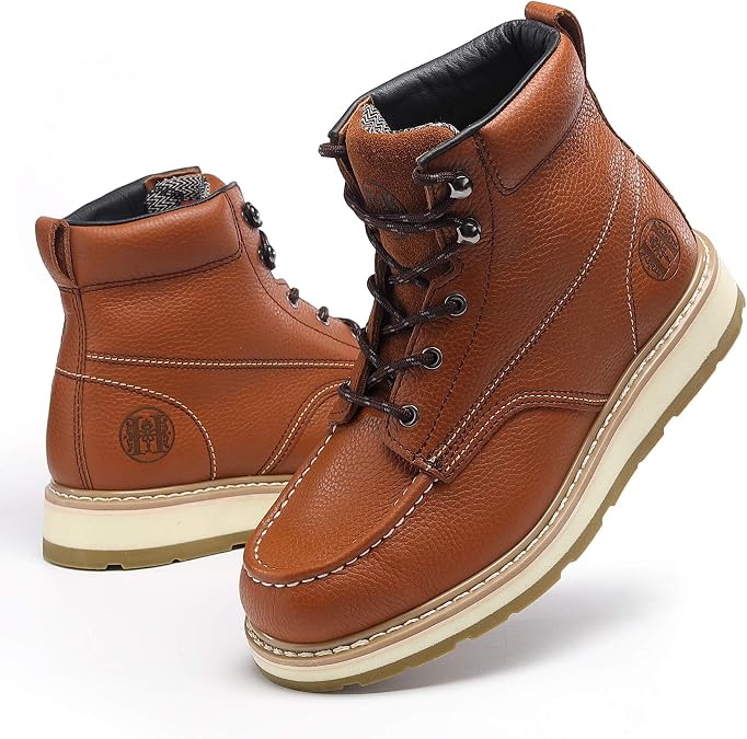 Work Boots for Men 6" Soft Toe Water Resistant Non-Slip Puncture Proof Safety Working Boots