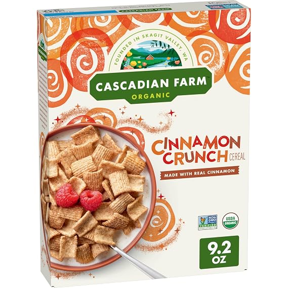 Cascadian Farm Organic Cinnamon Crunch Cereal, Whole Grain, 9.2 oz