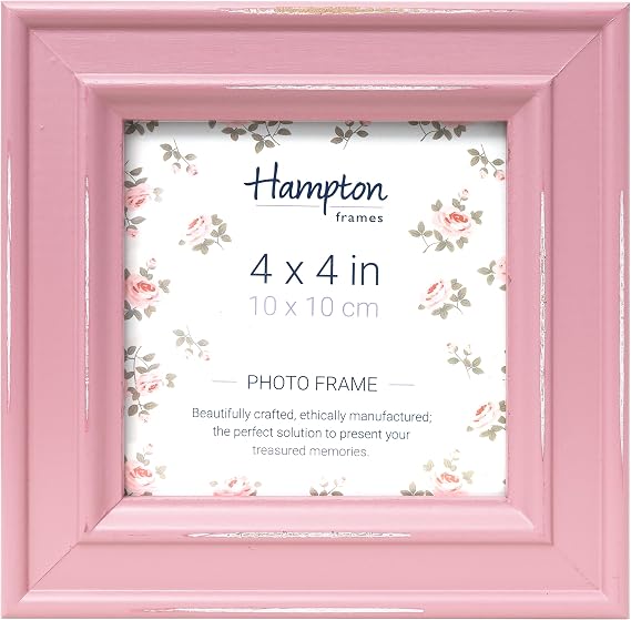 Hampton Frames PALOMA 4x4 (10x10cm) Pink Distressed Painted MDF Photo Picture Poster Frame PAL301944P