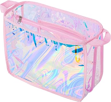 Rexmica Iridescent Beach Bag Organizer Insert (12.4in x 10.2in x 4.3in) Compatible with Bogg Bag(15in x 13in x 5.25in), Beach Bag Insert Divider Pouch Waterproof Liner, Pink
