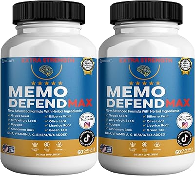 Memo Defend Max Memory Support Supplement, 60 Capsules, with Vitamins A C D E B Complex, DHA, Bacopa, Grapefruit Seed 2