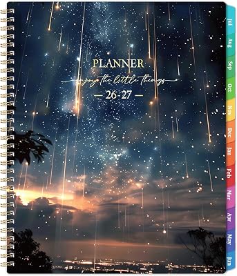 Planner 2026-2027 - Planner Weekly and Monthly 2026-2027, Academic Planner 26-27, Jul 2026 - June 2027, 8.5 x 11, 26-27 Calendar Planner with Colourful Tabs, Inner Pocket, Premium Paper, Twin-wire Binding - Galaxy